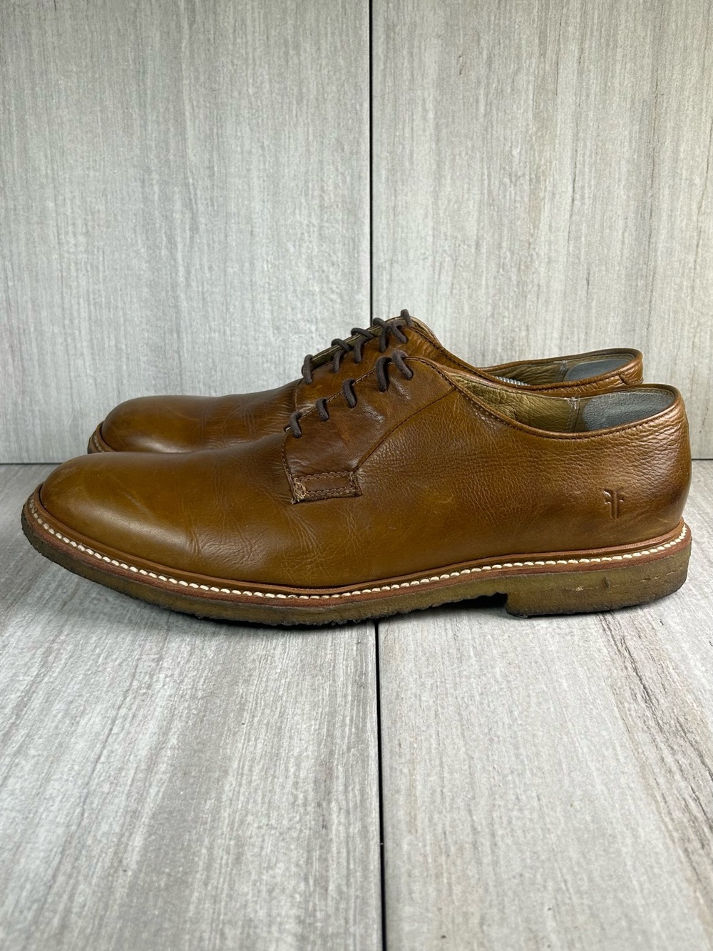 FRYE James Crepe Cognac Leather Dress Oxford Shoe Derby Lace Up Mens Size 13